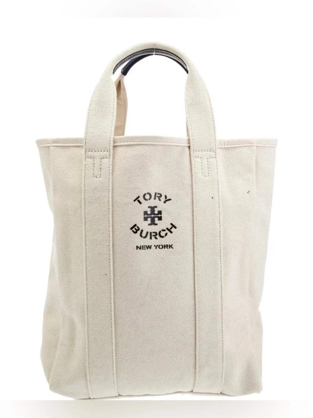 Tory Burch Cream Canvas Tote with Logo NEW